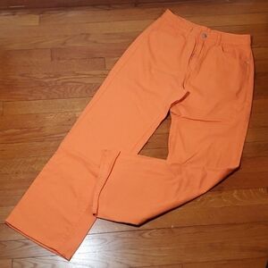 Shein Size 10 Jeans 100% Cotton Denim Orange Wide Straight Leg Pants High Rise